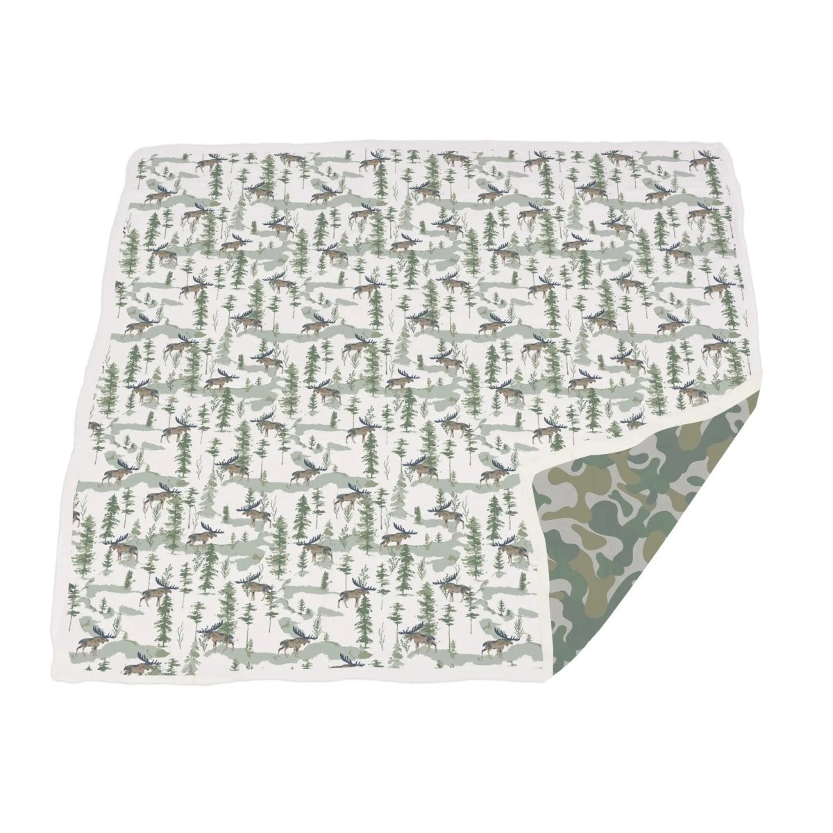 Newcastle Classics Mountain Moose Camo Blanket for Kids in Soft Breathable Bamboo Muslin - 