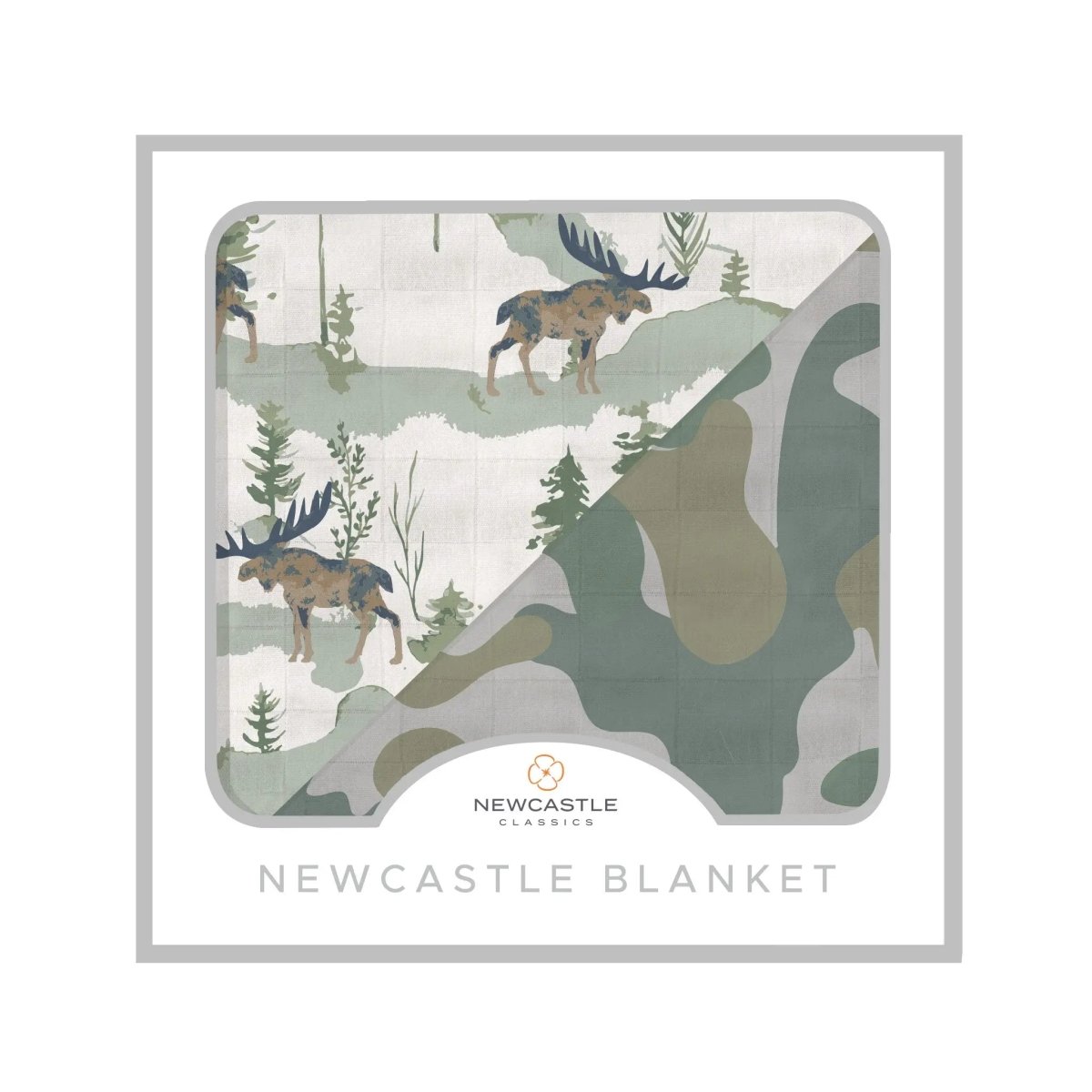 Newcastle Classics Mountain Moose Camo Blanket for Kids in Soft Breathable Bamboo Muslin - 