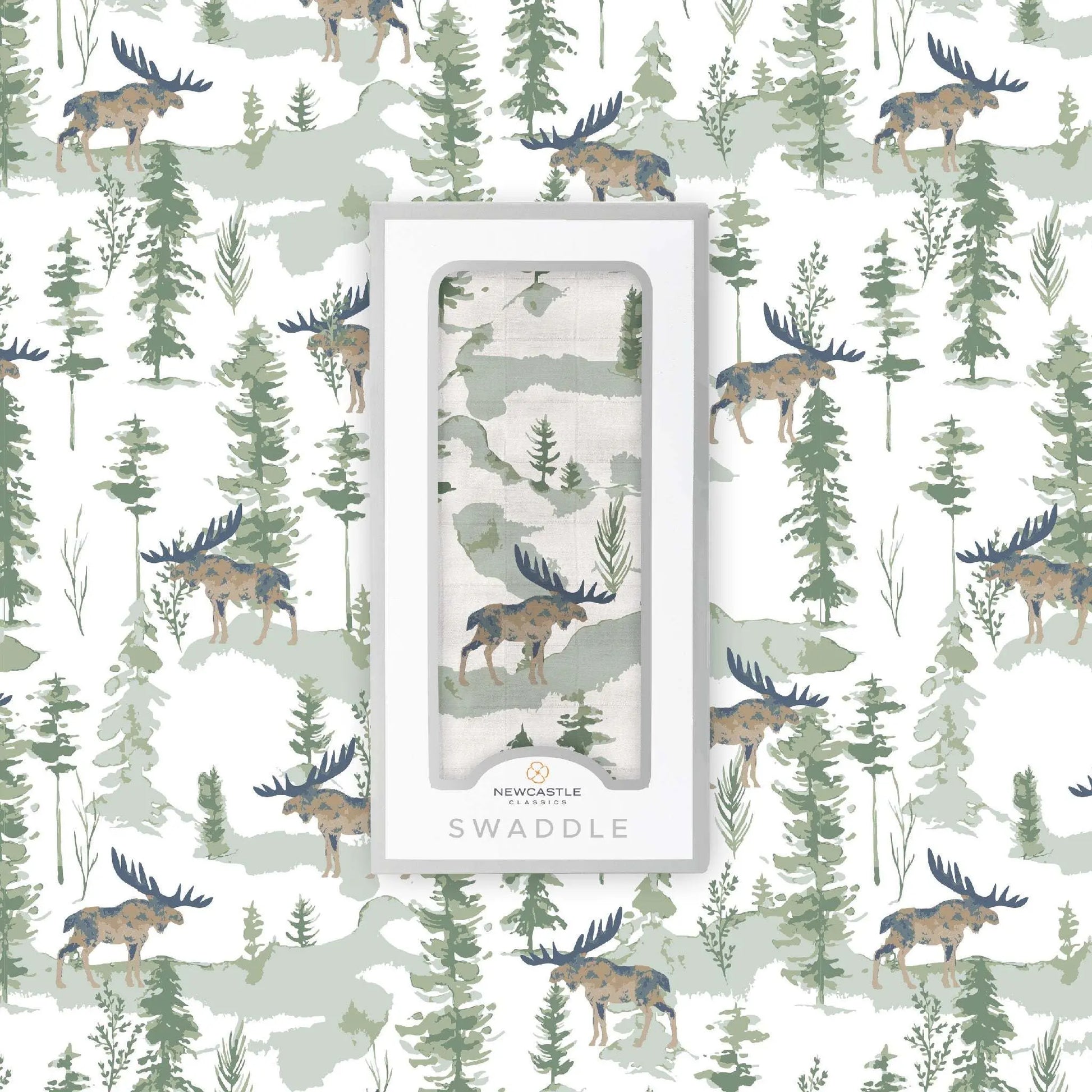 Mountain Moose Muslin Swaddle Blanket Made from Natural Bamboo Fibers Newcastle Classics