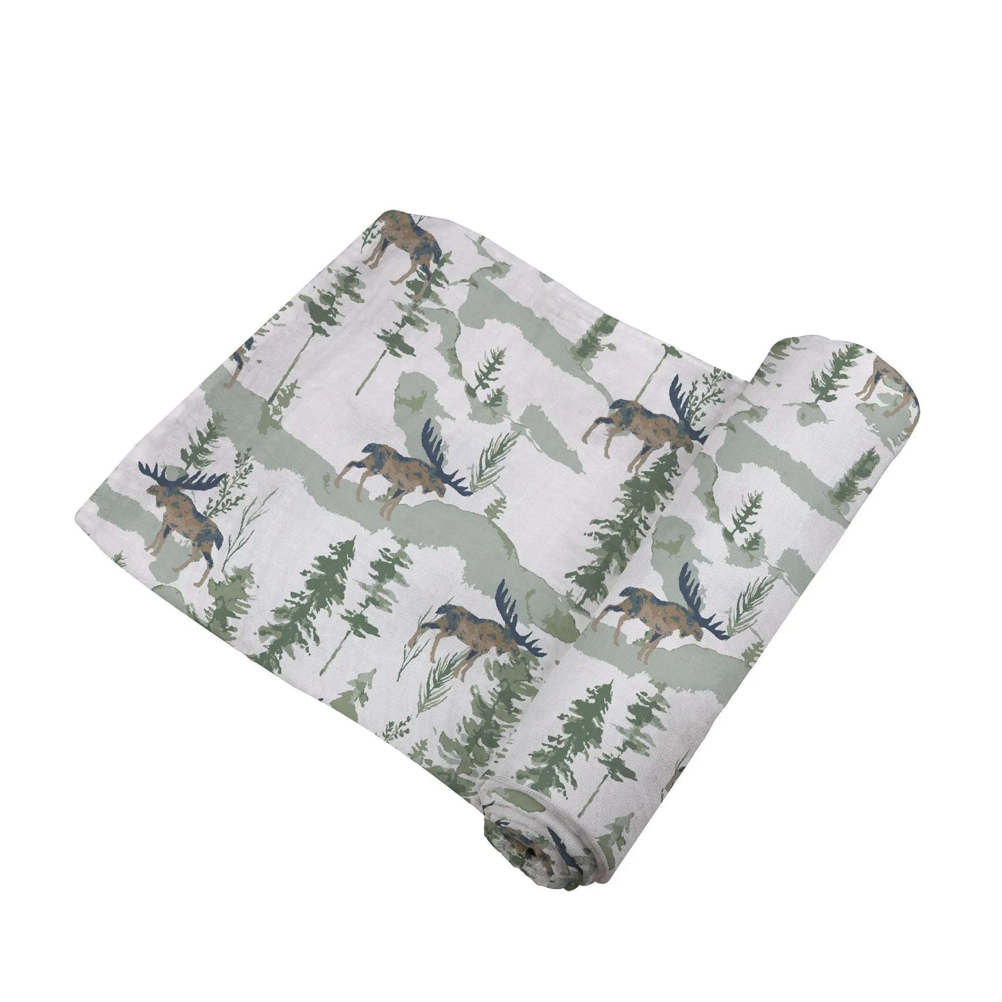 Mountain Moose Muslin Swaddle Blanket Made from Natural Bamboo Fibers Newcastle Classics
