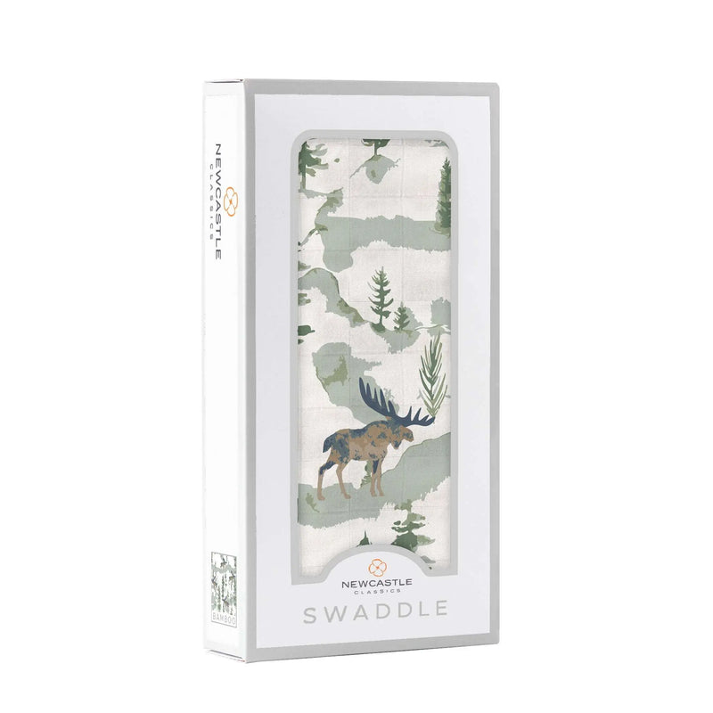 Mountain Moose Muslin Swaddle Blanket Made from Natural Bamboo Fibers Newcastle Classics