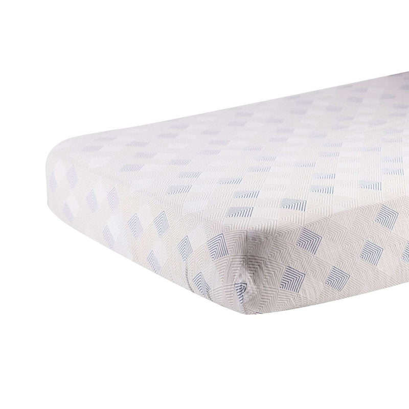 Mountain Peak Cotton muslin crib sheet on standard mattress.