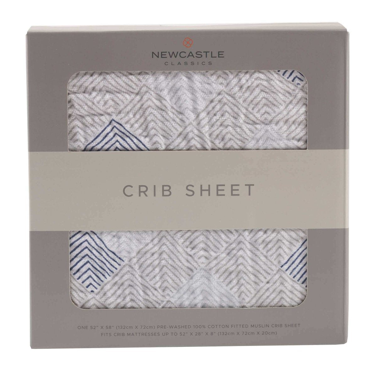 Newcastle Classics Mountain Peak Crib Sheet in 100 Percent Natural Cotton Muslin for Infants - 