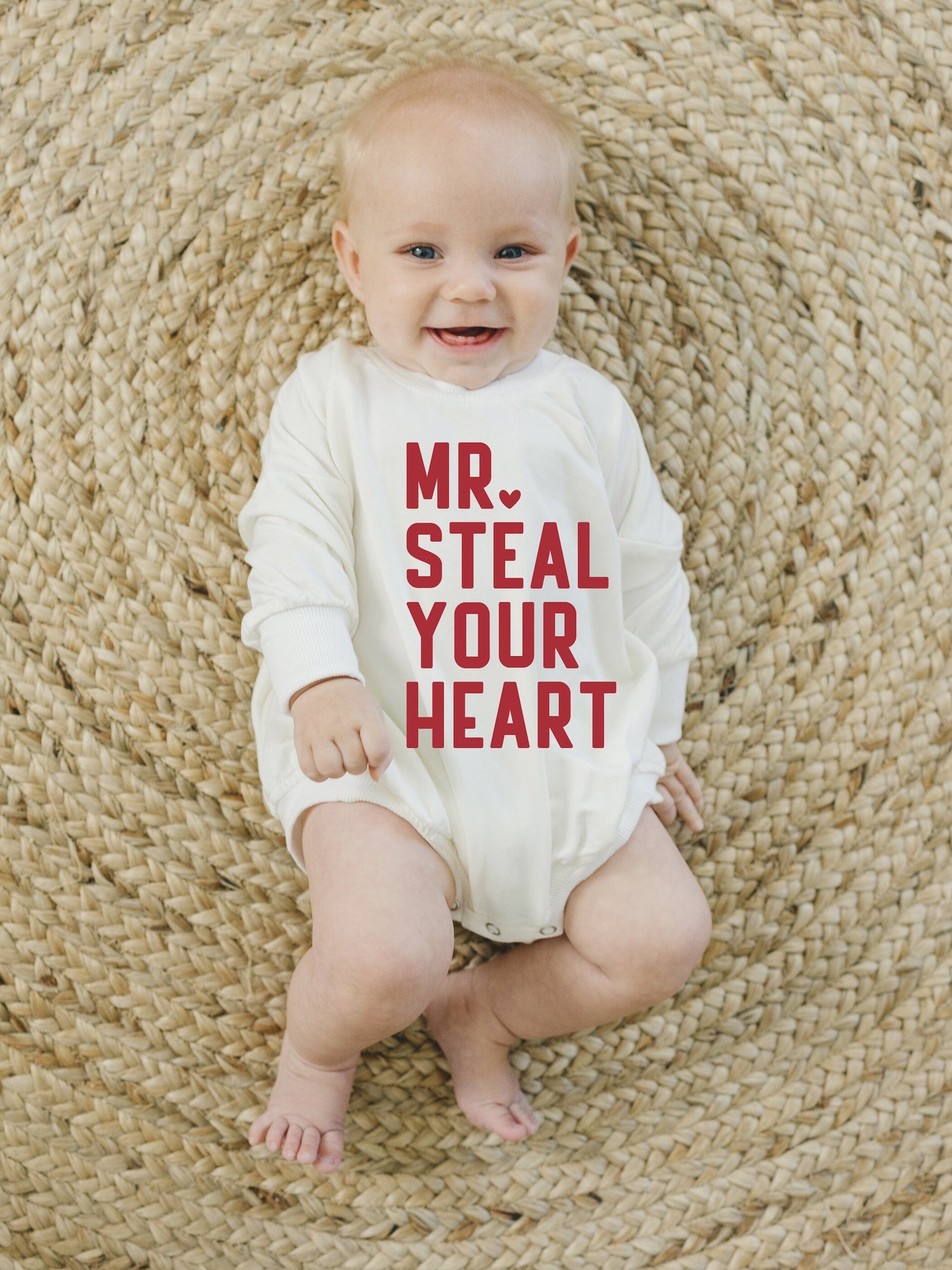 Little Joy Co. Mr. Steal Your Heart Bamboo Sweatshirt Romper - 