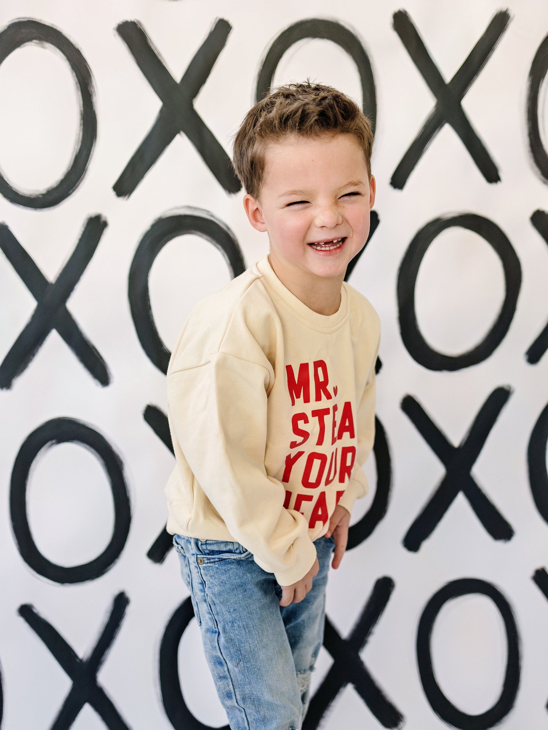 Little Joy Co. Mr Steal Your Heart Crewneck Sweatshirt - Cream - 