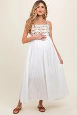 PinkBlush Multi - Color Floral Embroidered Lace - Up Back Maternity Maxi Dress - 