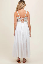 PinkBlush Multi - Color Floral Embroidered Lace - Up Back Maternity Maxi Dress - 