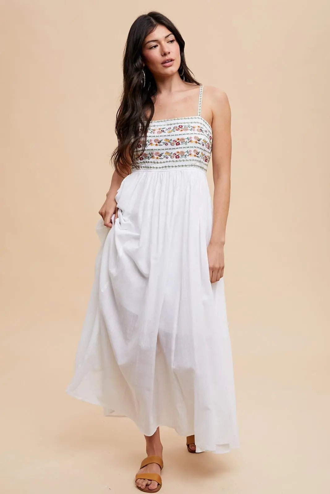 PinkBlush Multi - Color Floral Embroidered Lace - Up Back Maternity Maxi Dress - 