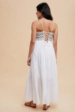 PinkBlush Multi - Color Floral Embroidered Lace - Up Back Maxi Dress - 