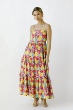 PinkBlush Multi - Color Floral Low Back Tiered Midi Dress - 