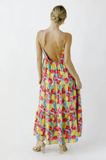 PinkBlush Multi - Color Floral Low Back Tiered Midi Dress - 