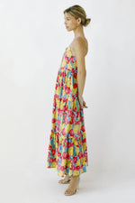 PinkBlush Multi - Color Floral Low Back Tiered Midi Dress - 