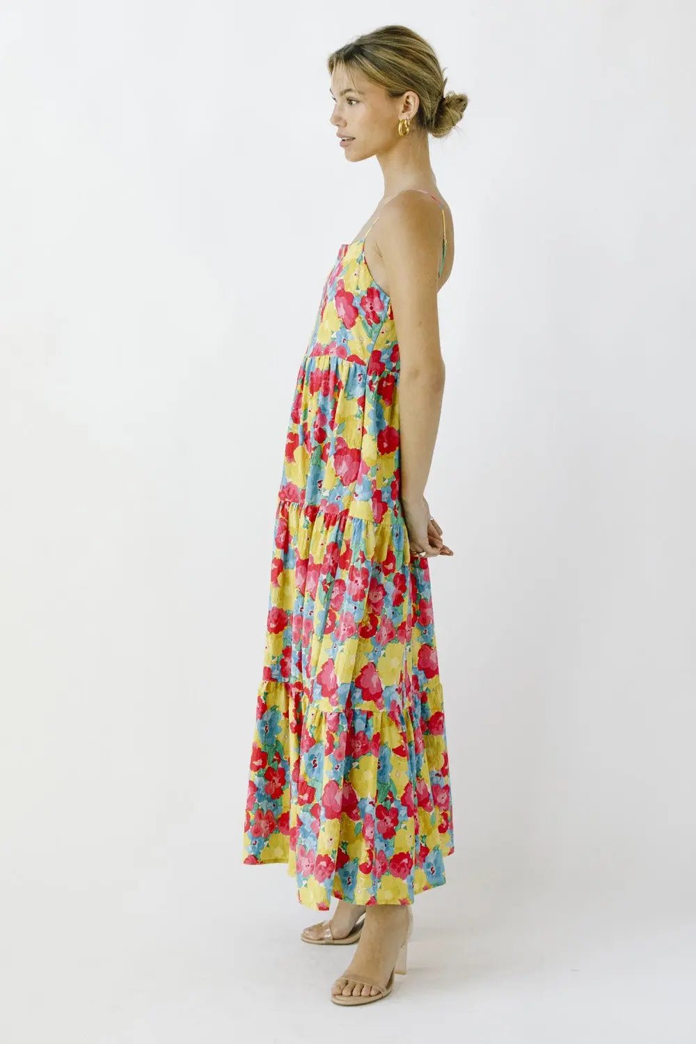 PinkBlush Multi - Color Floral Low Back Tiered Midi Dress - 