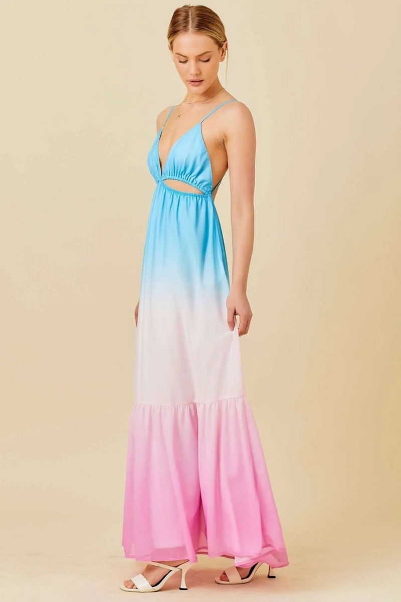 PinkBlush Multi Color Ombre Sleeveless Dress with Effortless Style for Summer Outings - 