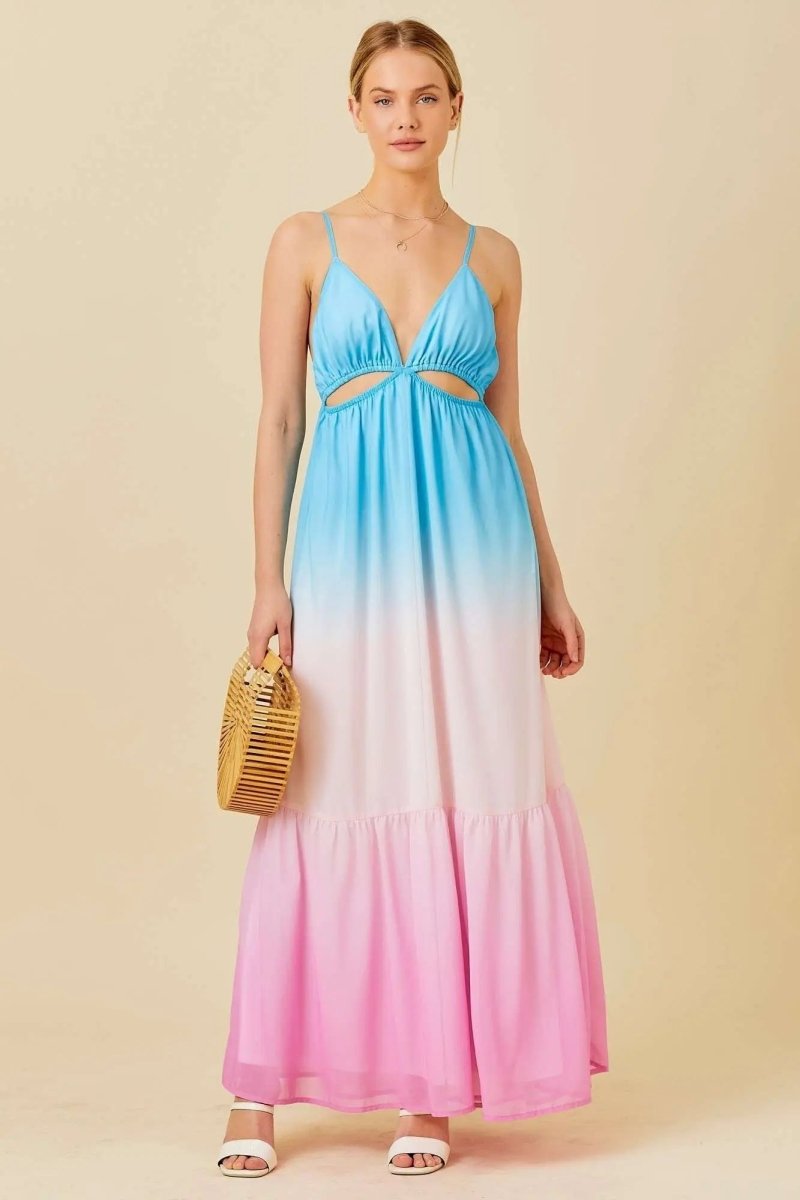 PinkBlush Multi Color Ombre Sleeveless Dress with Effortless Style for Summer Outings - 