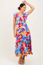 PinkBlush Multi - Color Smocked Ruffle Maternity Midi Dress - 
