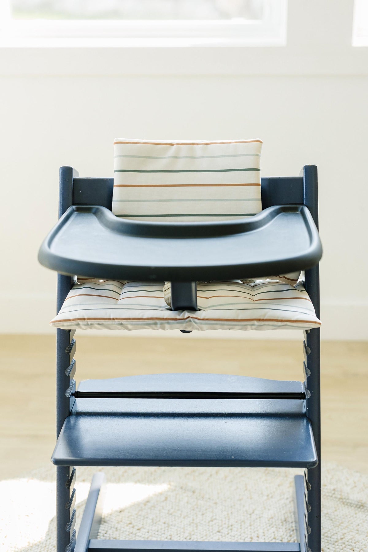 Little Joy Co. Multi Stripe Stokke Tripp Trapp Seat Cushion - Wipeable Cover - Baby Highchair Accessories - Neutral Stripes -