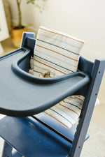 Little Joy Co. Multi Stripe Stokke Tripp Trapp Seat Cushion - Wipeable Cover - Baby Highchair Accessories - Neutral Stripes - 