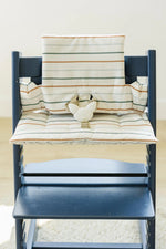 Little Joy Co. Multi Stripe Stokke Tripp Trapp Seat Cushion - Wipeable Cover - Baby Highchair Accessories - Neutral Stripes - 