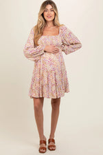 PinkBlush Multicolor Floral Print Smocked Maternity Dress - 