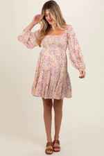 PinkBlush Multicolor Floral Print Smocked Maternity Dress - 