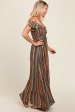 PinkBlush Multicolor Off Shoulder Cinched Maxi Dress