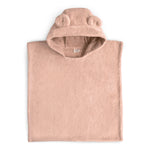Mushie organic cotton hooded poncho towel with bear ears for baby.