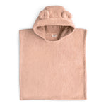 Mushie organic cotton hooded poncho towel with bear ears for baby.