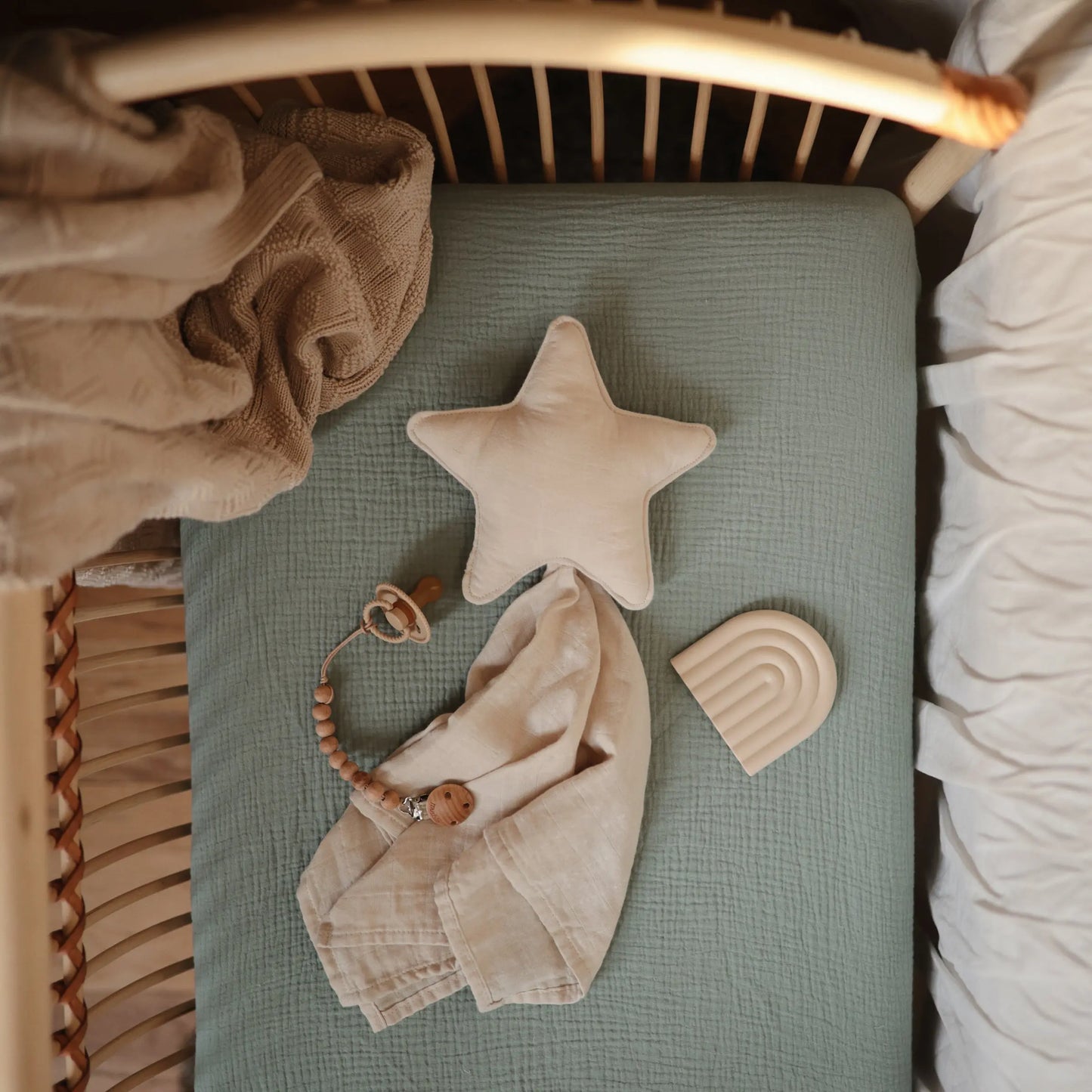 Extra Soft Muslin Crib Sheet for Baby 100% Cotton Breathable and Cozy Mushie