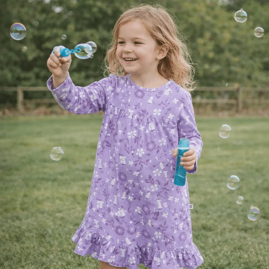 Sweet Bamboo Mushroom Floral Boho Dress - 