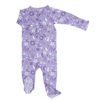 Sweet Bamboo Mushroom Floral Zipper Footie with Two Way Zip for Baby Girls - 