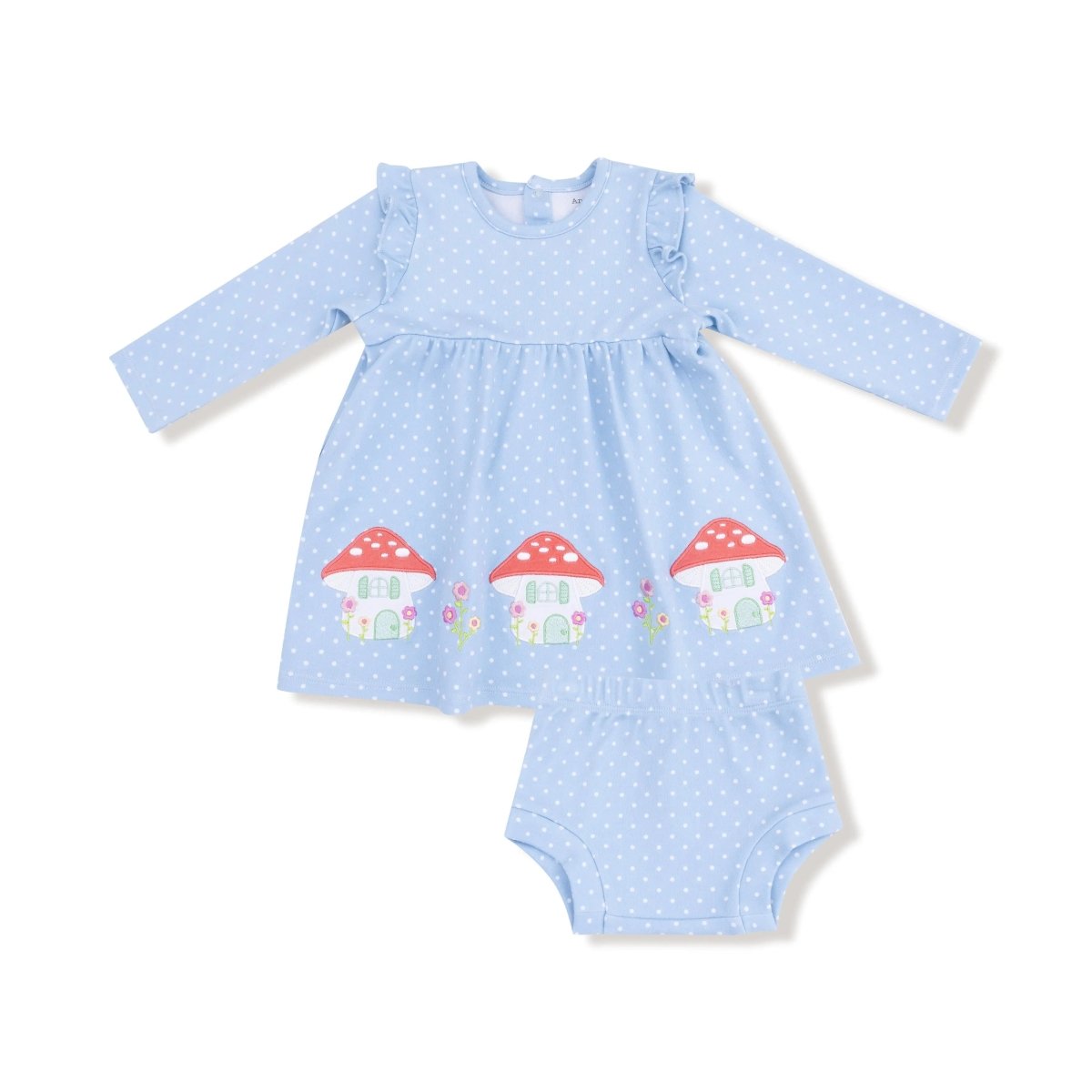 Angel Dear Mushroom House Long Sleeve Dress With Diaper Cover - Everetts Place Boutique - 