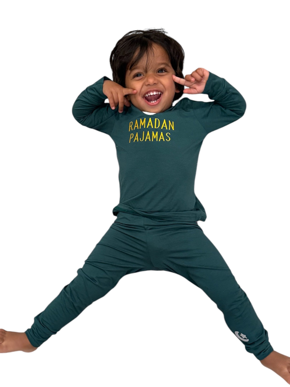 Red and Green Ramadan Embroidered Two-Piece Toddler Set | Soft Cotton Pajamas by Rayn’s Tiny Stitches