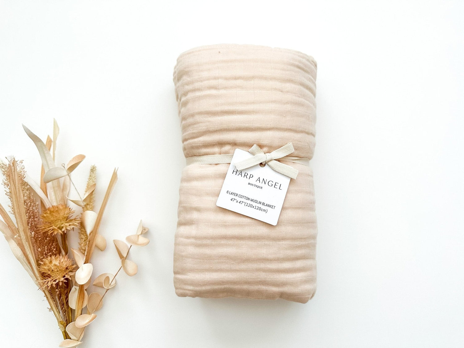 Harp Angel Boutique Muslin 6 - Layer Blanket - Apricot - 