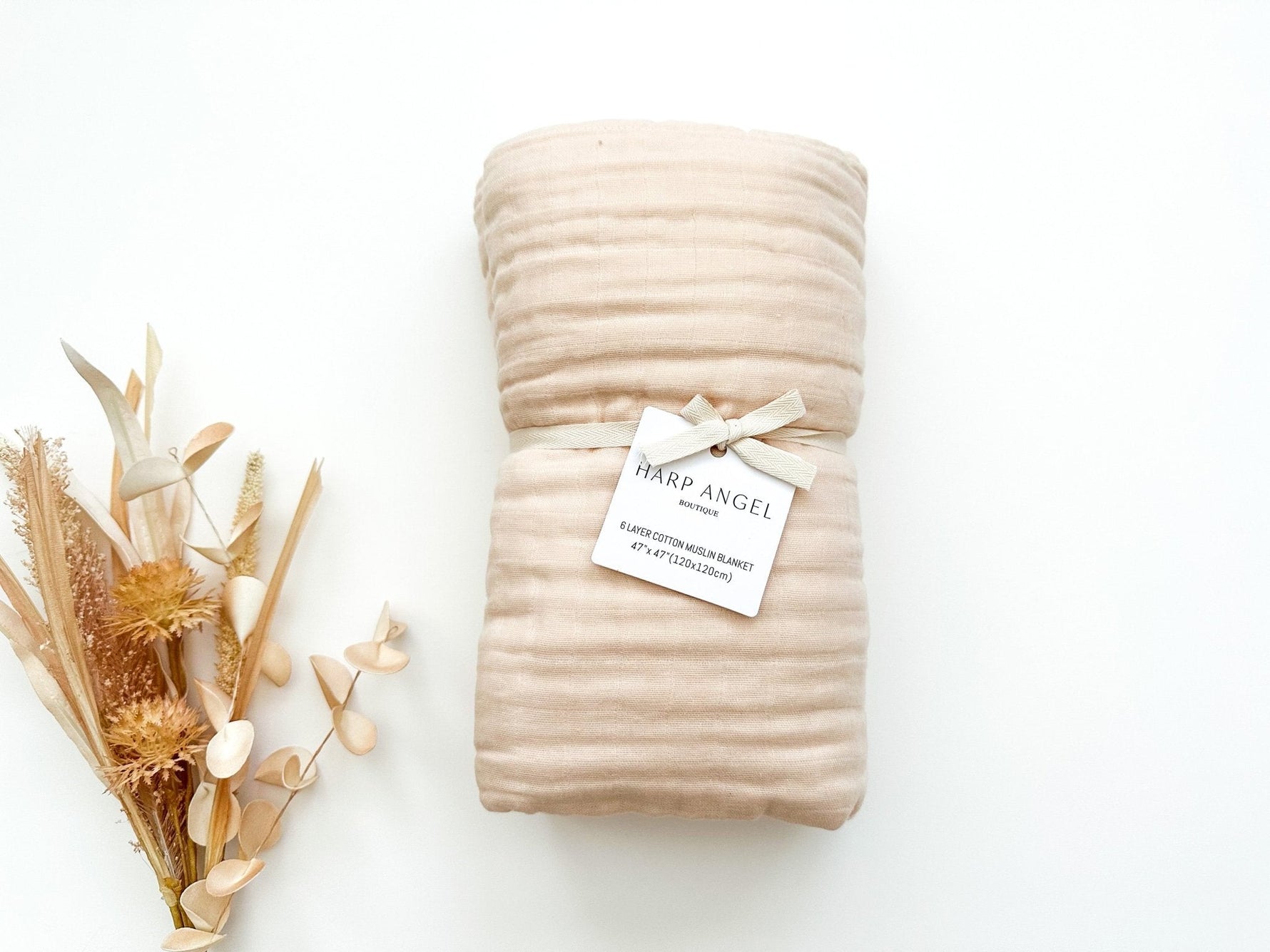 Harp Angel Boutique Muslin 6 - Layer Blanket - Apricot - 