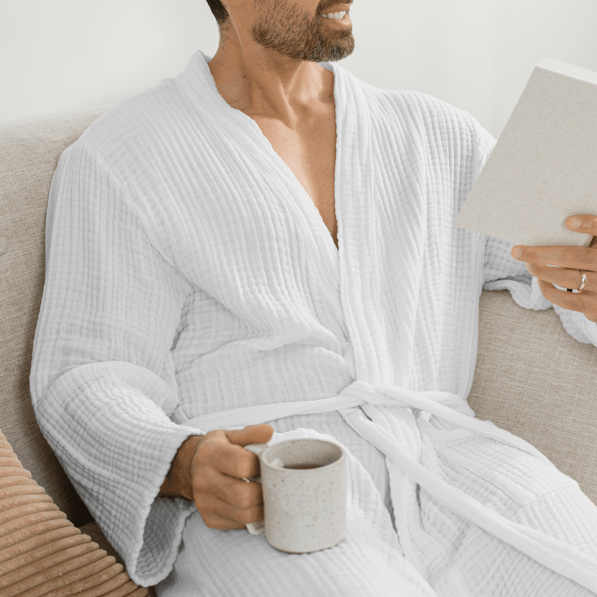 Comfy Cubs Muslin Bathrobe in WhiteEveretts Place