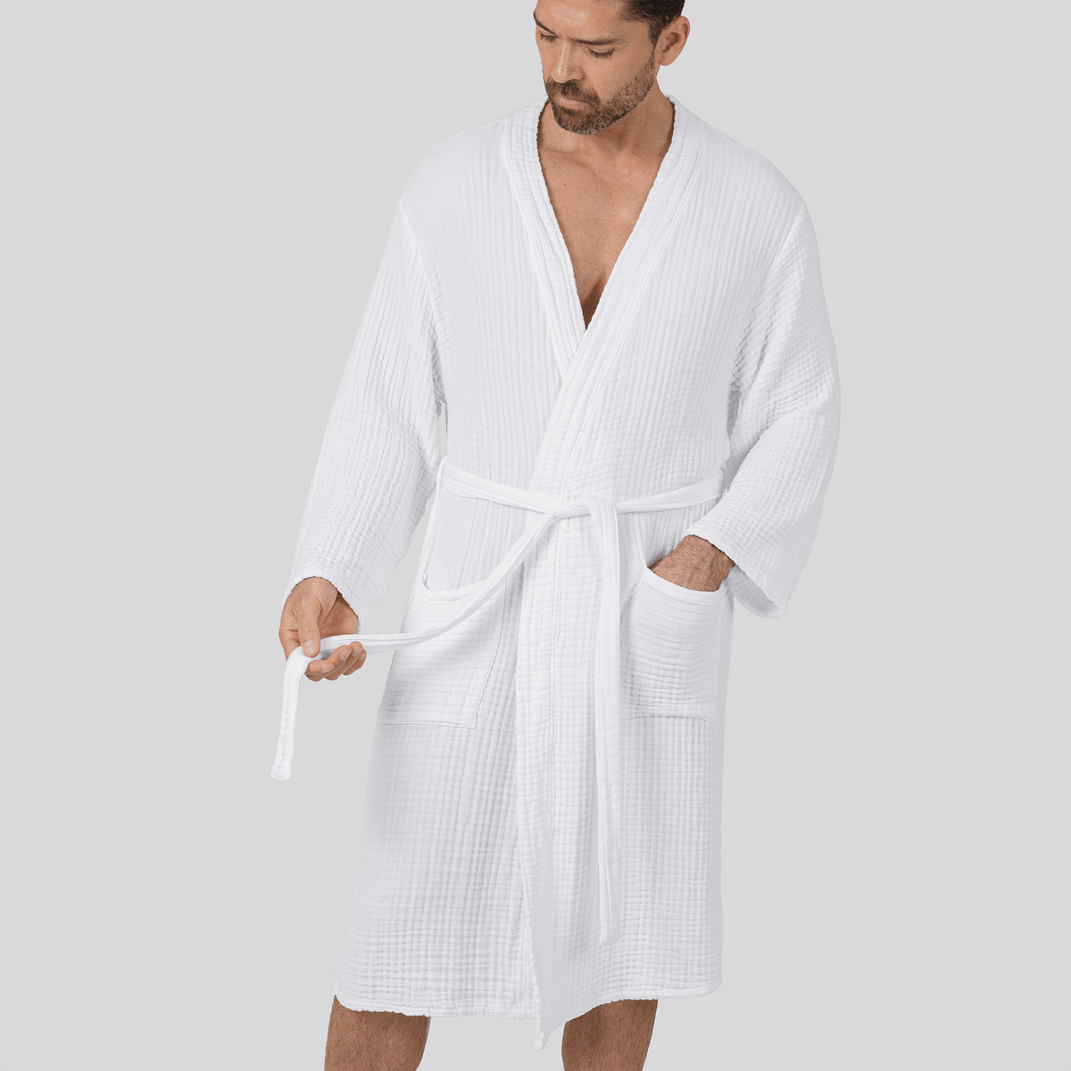Comfy Cubs Muslin Bathrobe in WhiteEveretts Place