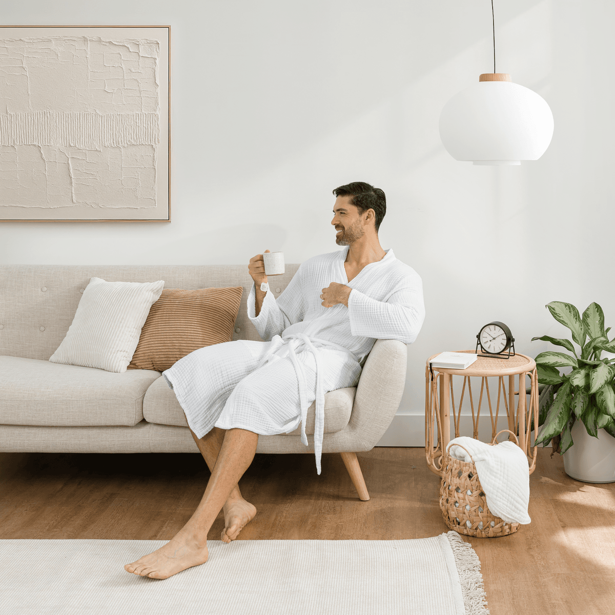 Comfy Cubs Muslin Bathrobe in WhiteEveretts Place