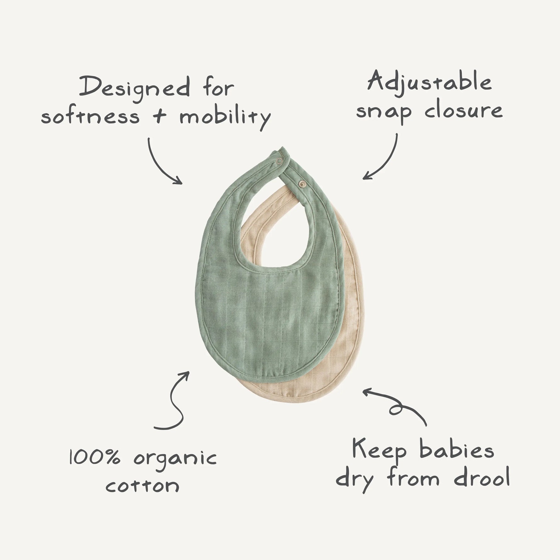 Mushie Muslin Bibs for Babies with Dual Snap Closure - Soft and Absorbent Multi-Layered Design - Baby & Toddler > Nursing & Feeding > Bibs Muslin Bib