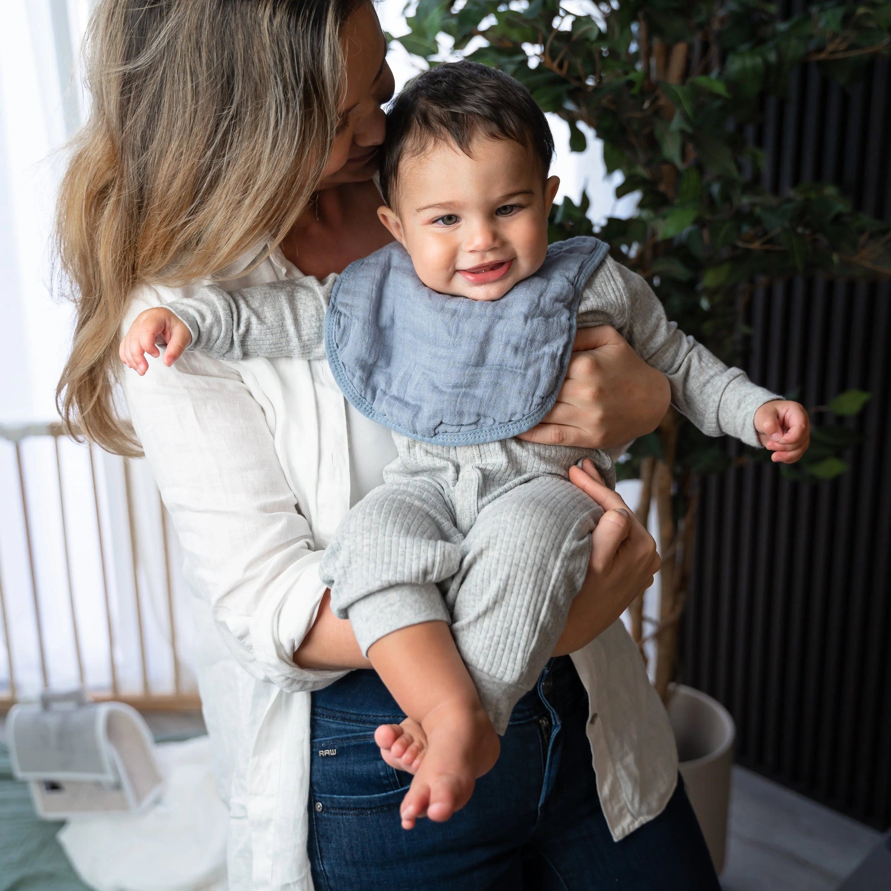 Comfy Cubs Muslin Bibs in Pacific Blue - 