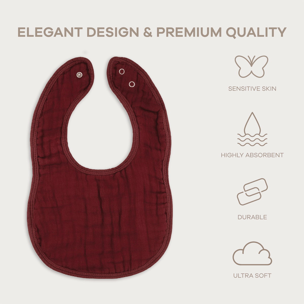 Comfy Cubs Muslin Bibs in Wine - 