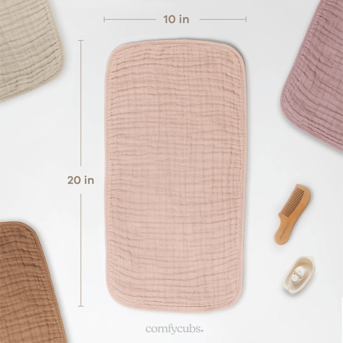 Comfy Cubs Muslin Burp Cloths in Blush - 