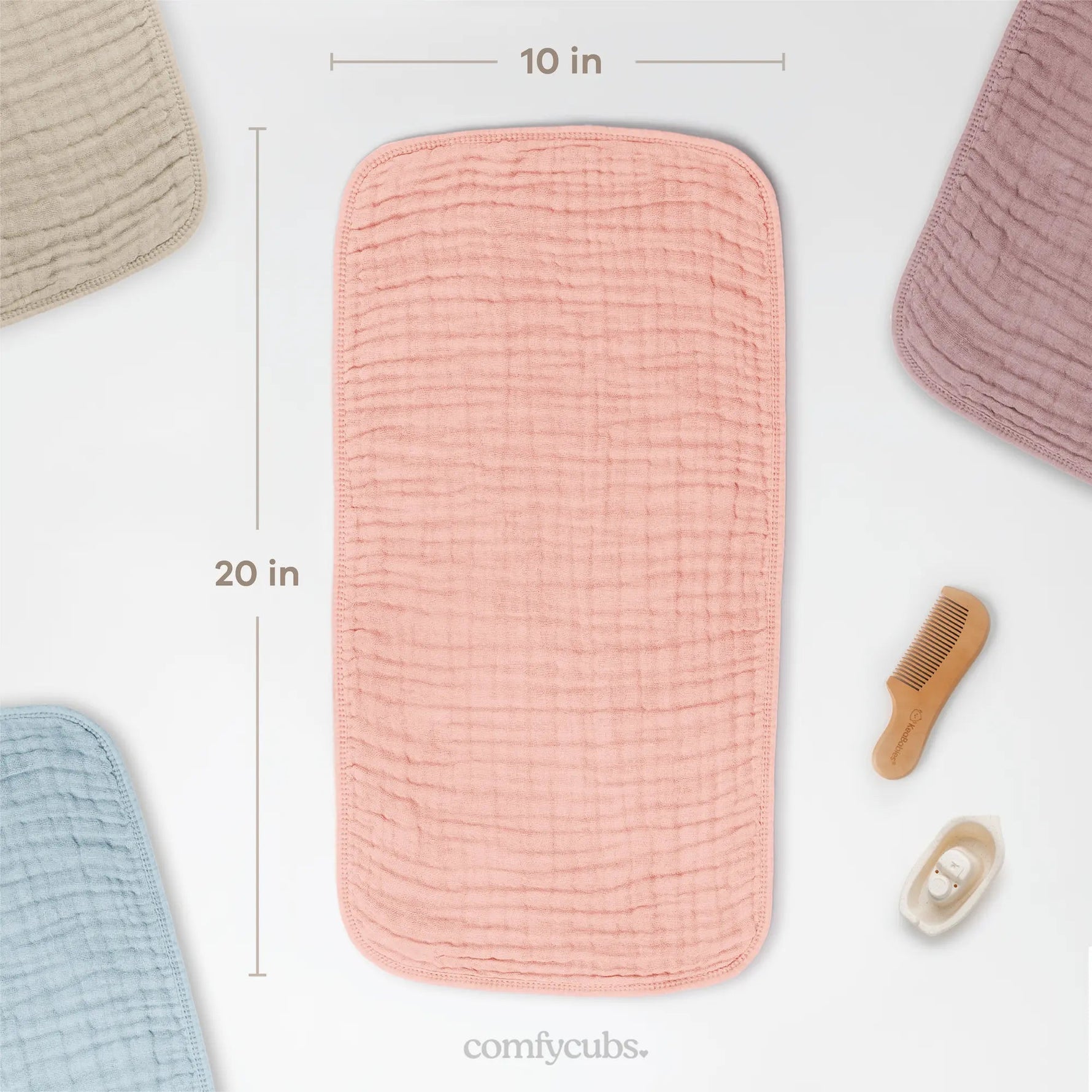 Comfy Cubs Muslin Burp Cloths in Bold Blush - 