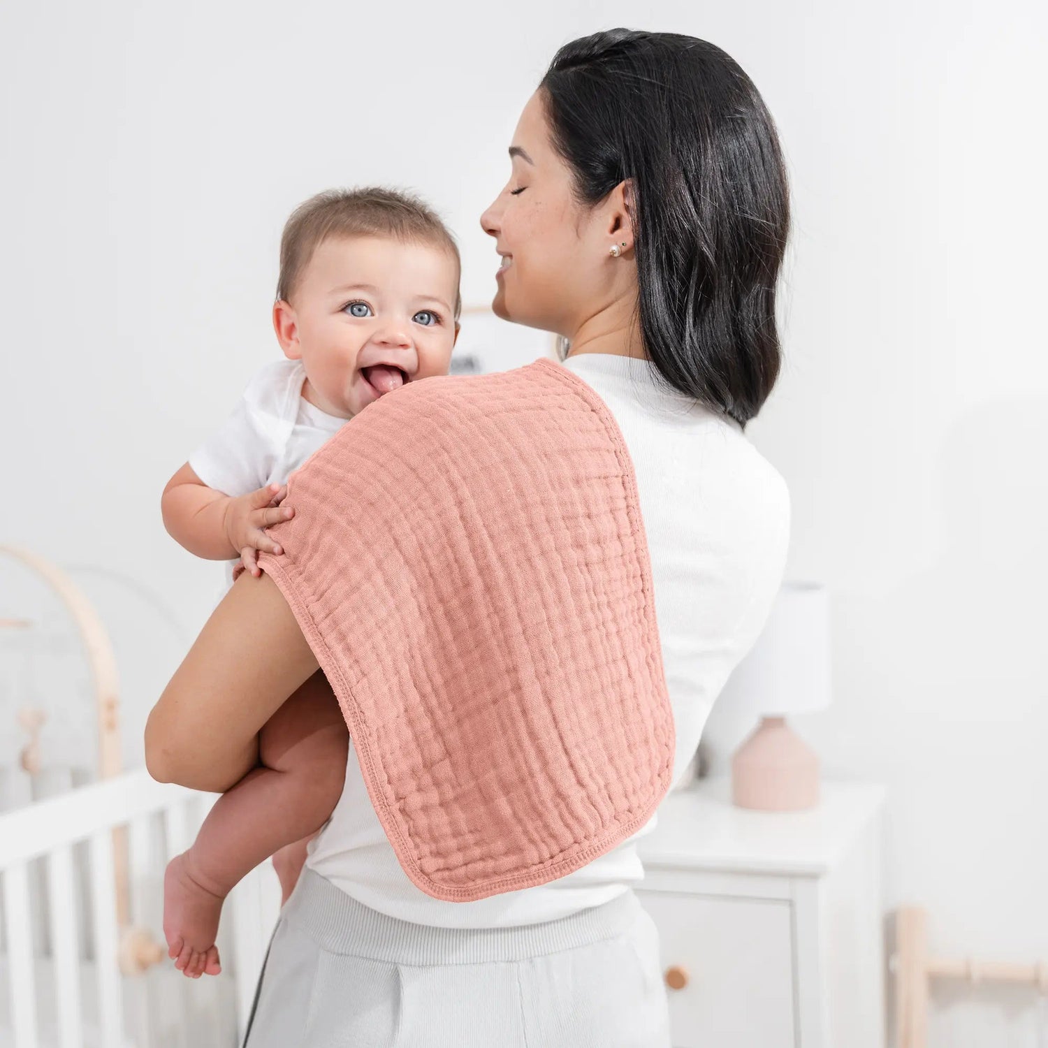 Comfy Cubs Muslin Burp Cloths in Bold Blush - 