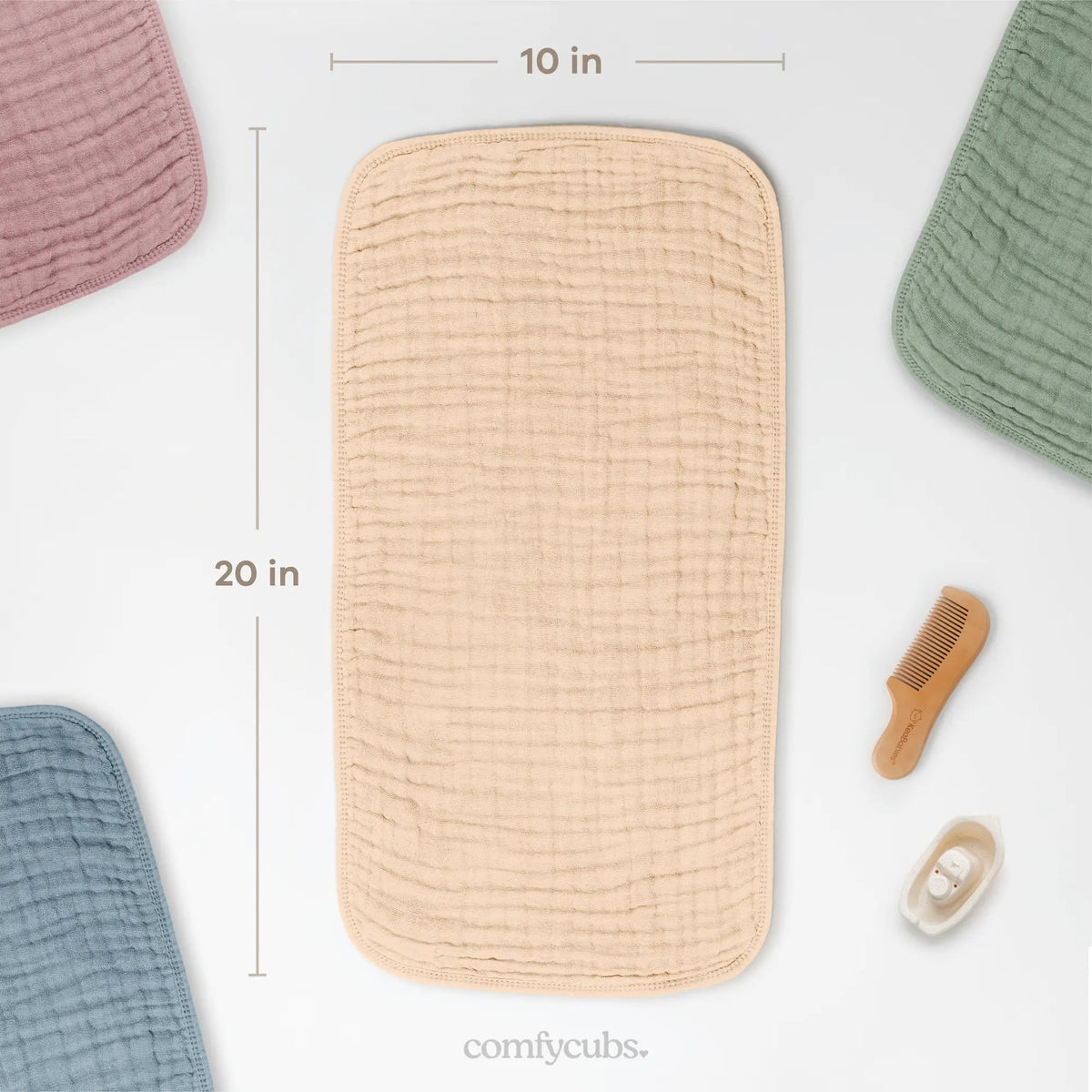 Comfy Cubs Muslin Burp Cloths in Cream - 