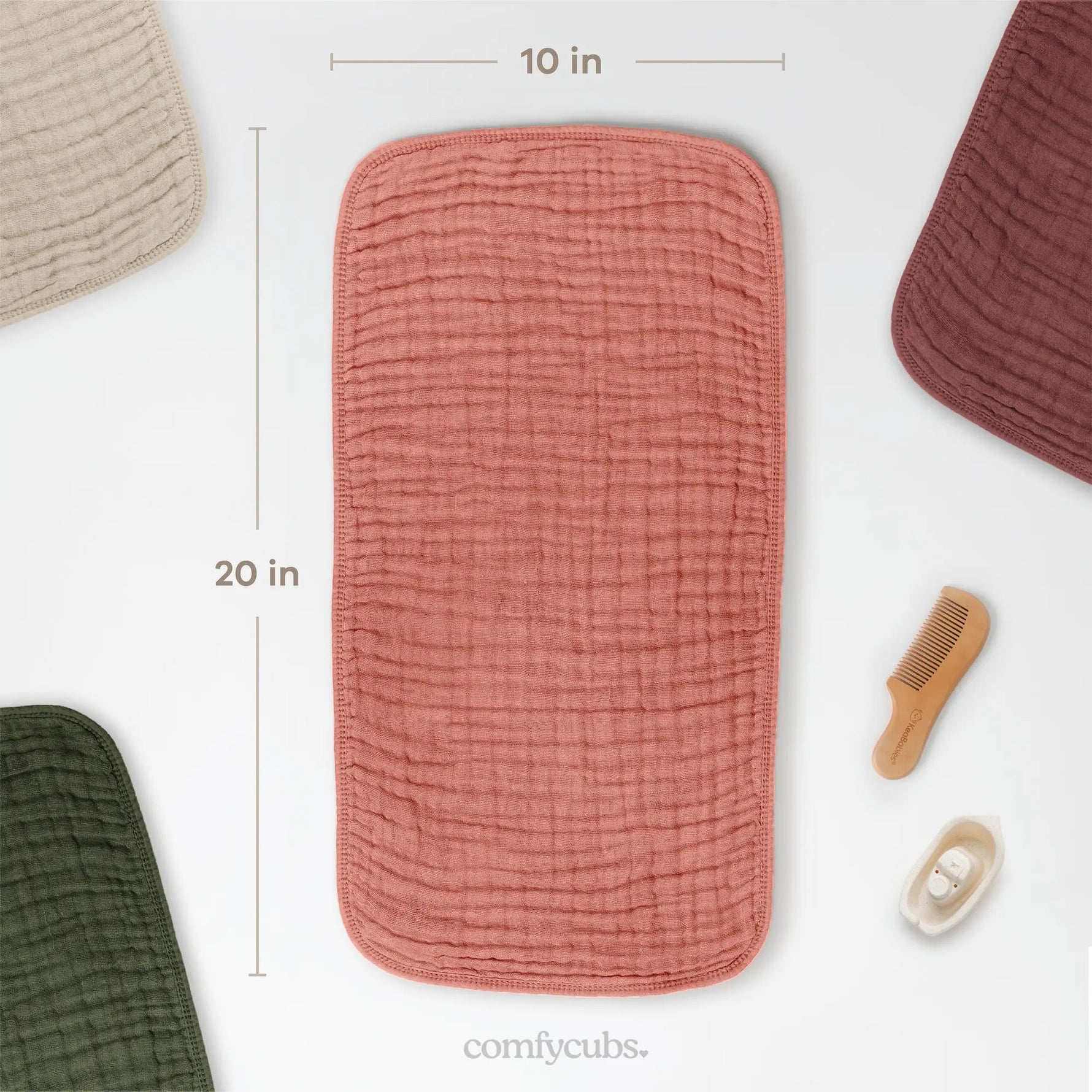 Comfy Cubs Muslin Burp Cloths in Dusty Rose - 