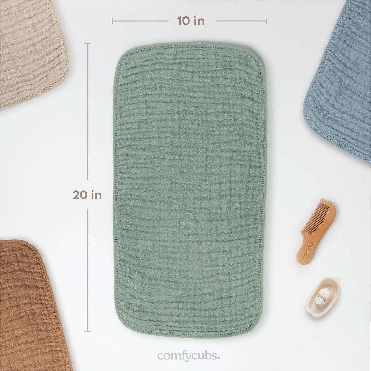 Comfy Cubs Muslin Burp Cloths in Fern - 