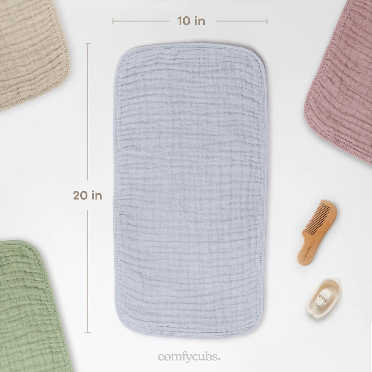 Comfy Cubs Muslin Burp Cloths in Heather Blue - 