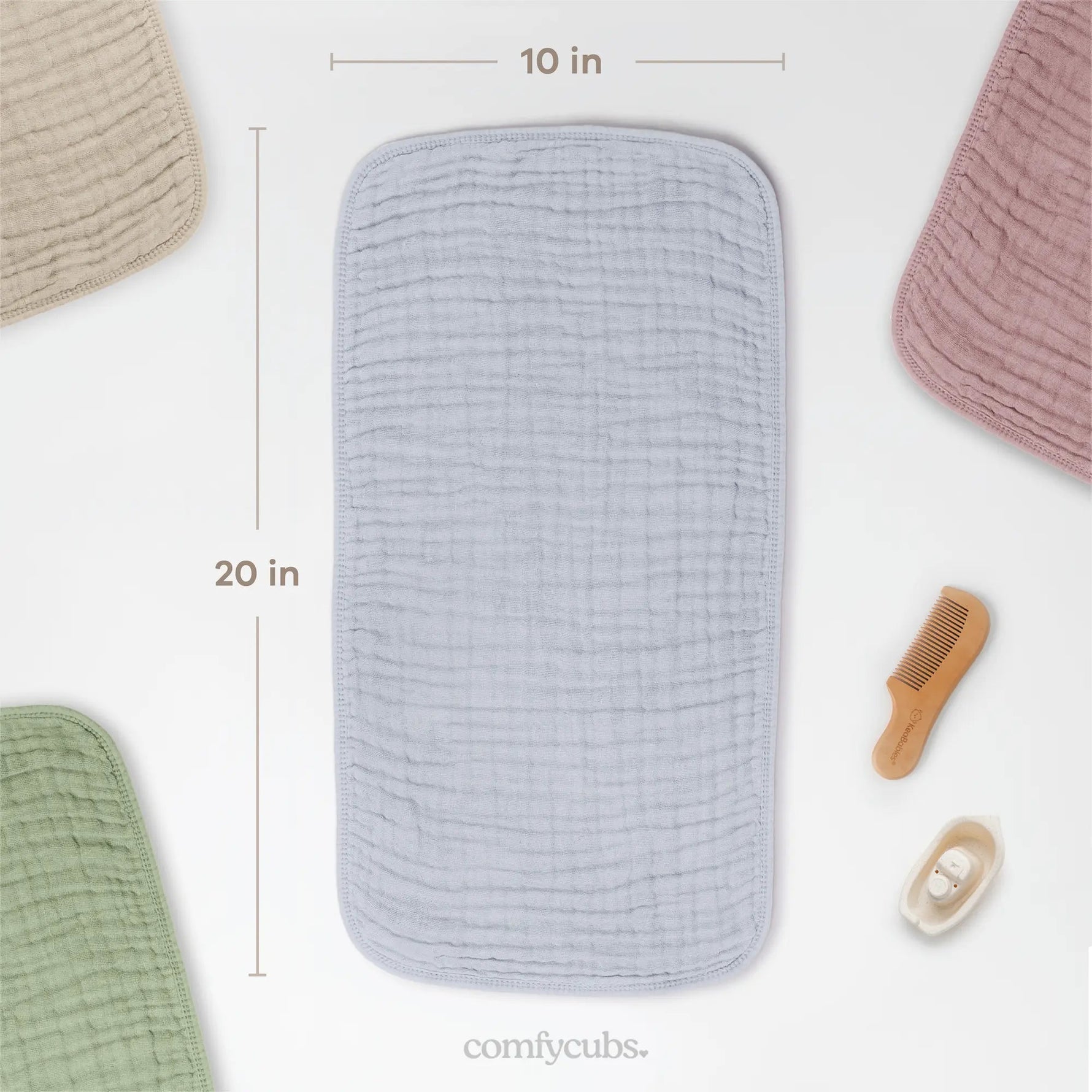 Comfy Cubs Muslin Burp Cloths in Heather Blue - 