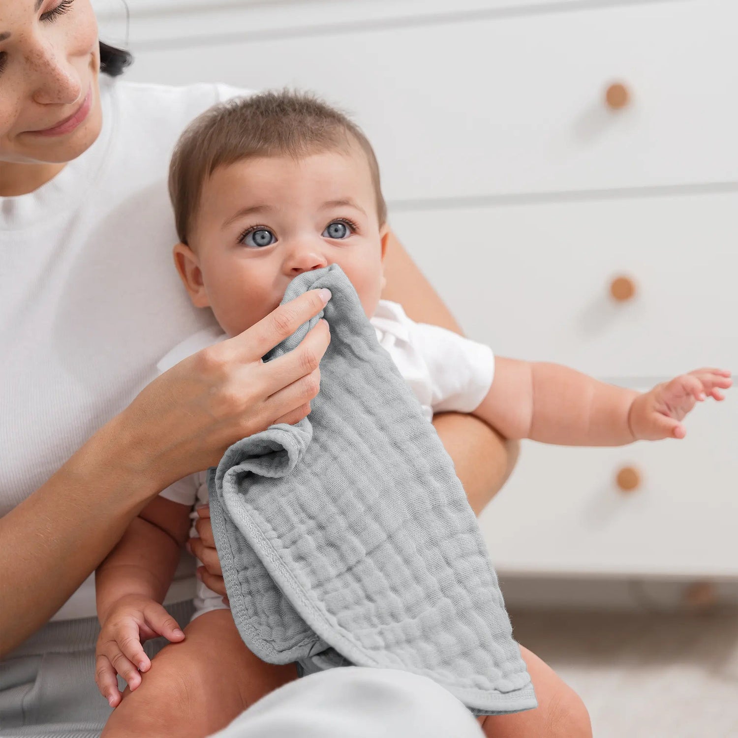 Comfy Cubs Muslin Burp Cloths in Heather Blue - 